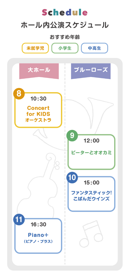 5月5日(月・祝)のタイムテーブル